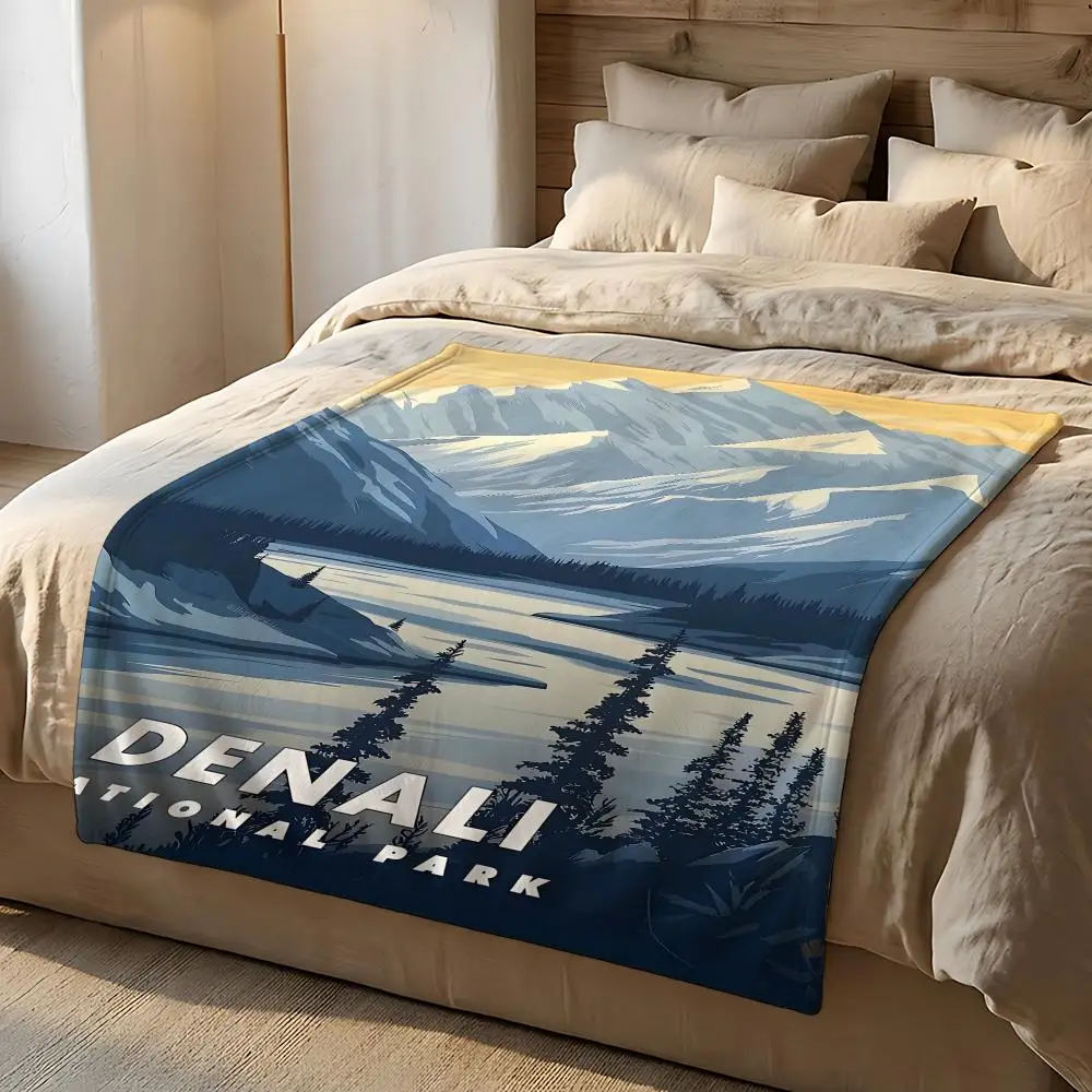 National Park Denali National Park Throw Short Plush Throw Blanket Soft Skin-Friendly Multi-Scene Home Office