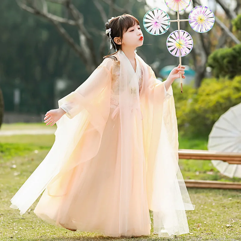 

Girls' Han Clothes Children's Ancient Clothes Super Fairy 2022 New Spring Chinese Style Little Girls' Tang Clothes Ru Skirt Spri