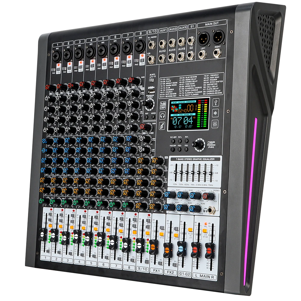 DJ Sound Controller Professional mixer 10/14-channel dual 99DSP stage performance USB MP3 Bluetooth audio mixer DJ Audio mixer