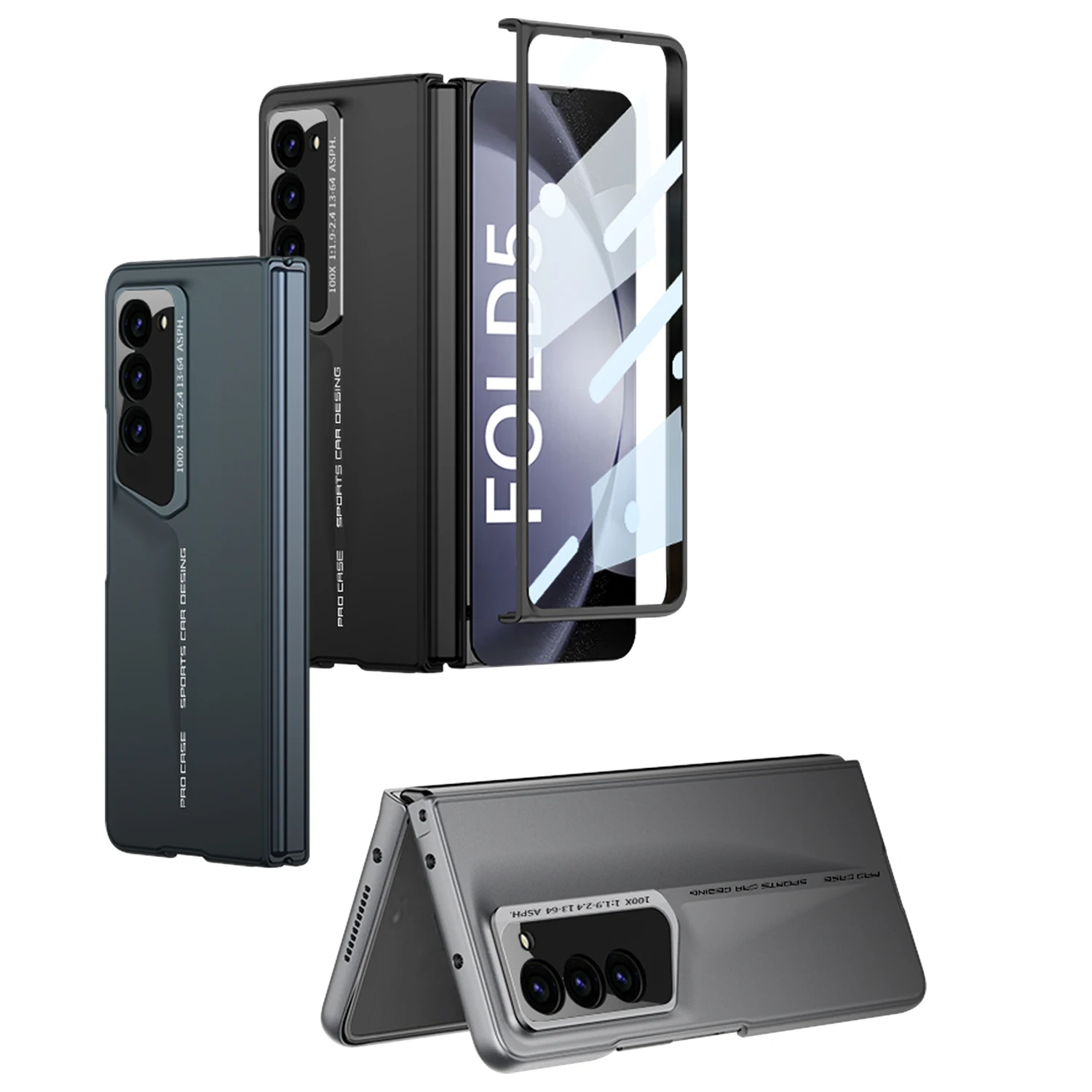 

360 Full Protection Hinge Case For Samsung Galaxy Z Fold 6 5 4 3 With Touch Pen Tempered Glass Film Original Matte Phone Cover