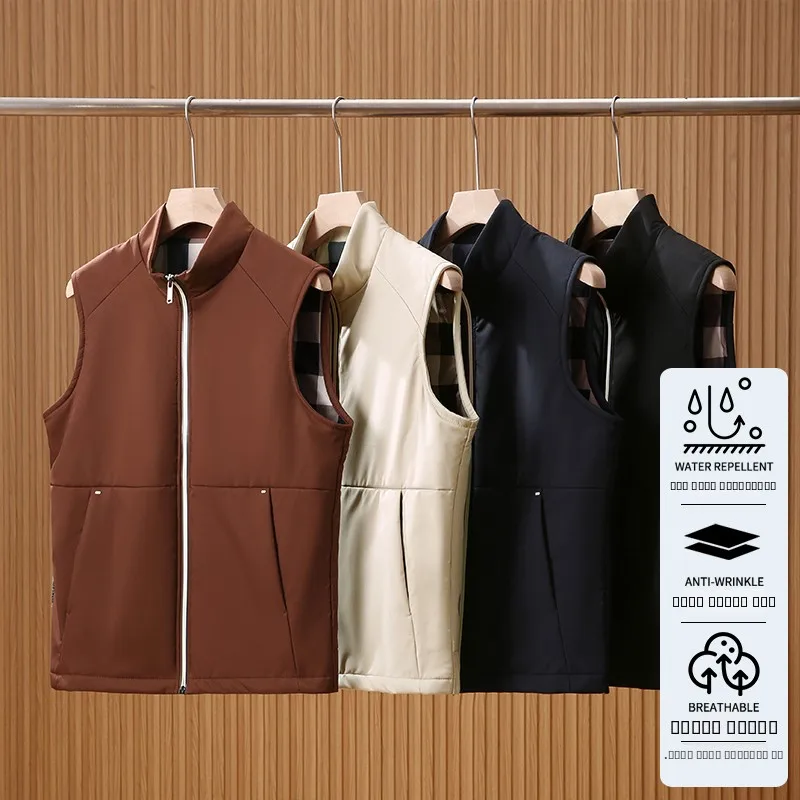 

High-End Men's Faionable Cotton Vest Windproof Water-Resistant 3D Tailoring Spring New Sle Stand Fit Urban Sle