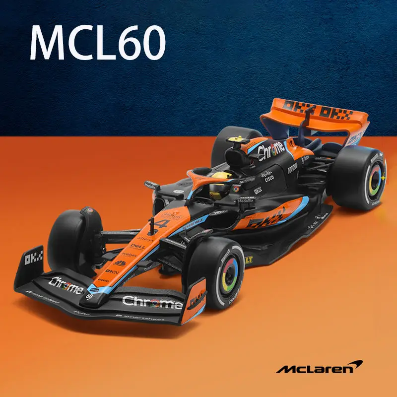 1:24 MCL60 2023 4 #   Lando Norris P2 GP britânico Mclaren F1 # 81 Oscar Piastri Car Diecast Racing Car Modelo Veículos de competição Brinquedo