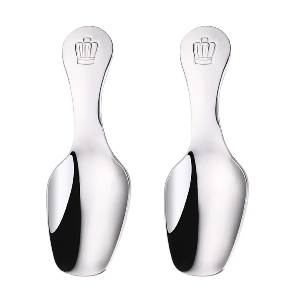 2Pcs Stainless Steel Dessert Spoon Short Handle Tea Coffee Scoop Food Safe Scoopers for Sugar Salt Condiments Camping Kitchen