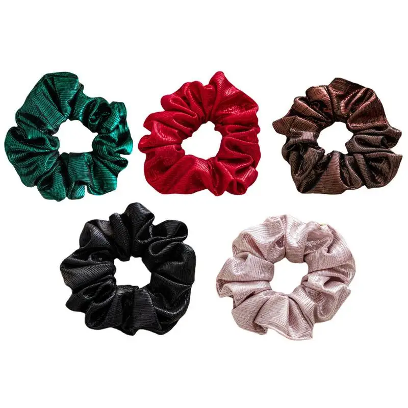 Christmas Scrunchies 5 Pieces Christmas Hair Scrunchies Tail Holders Christmas Party Favors Elastic Hair Bands For Women Girls