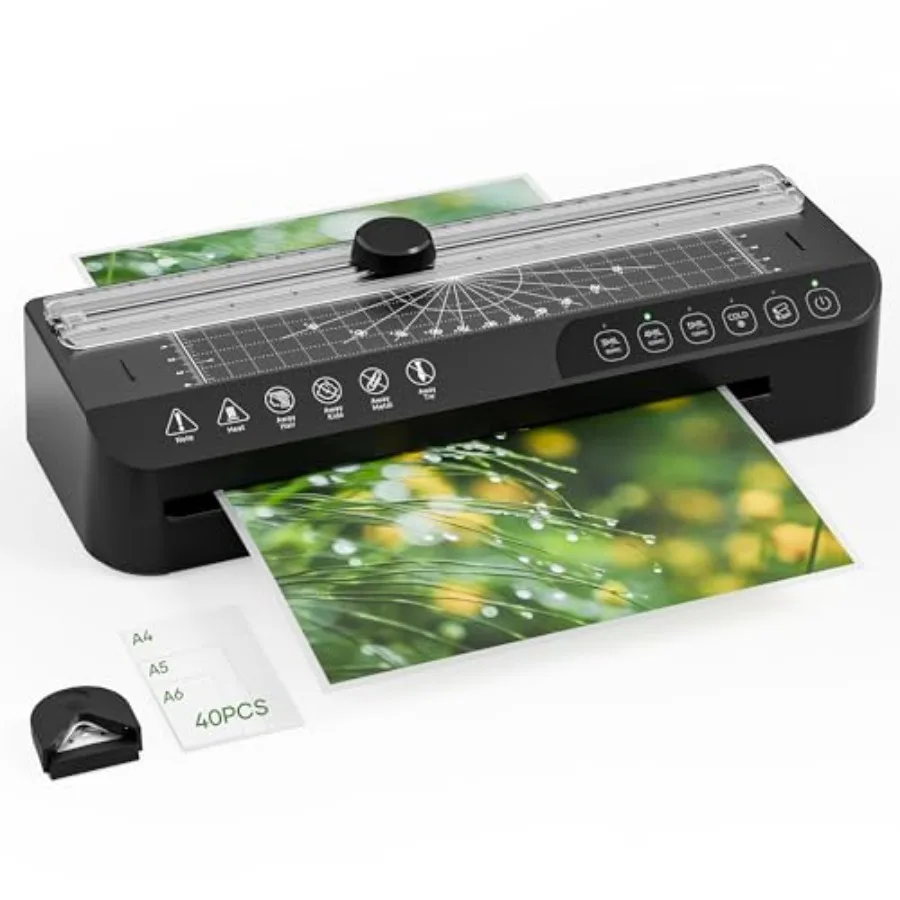 

9-дюймовый ламинатор для термической ламинации на 40 листов формата А4 с функцией защиты от застревания, встроенной системой холодной и горячей ламинации из АБС-пластика