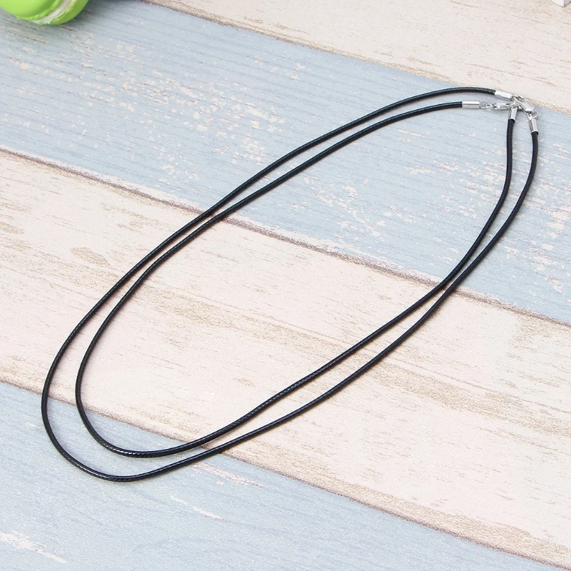 Black Leather Rope Chain Necklace Thin Soft Cord Strap Silver Lobster Claw Clasp Jewelry Gift for Men Women Girls Boys