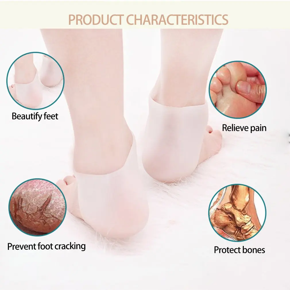 Calcetines de silicona para el talón, Gel hidratante para el cuidado de la piel del pie agrietado, herramienta lavable para el cuidado de los pies, masajeador de monitores de salud