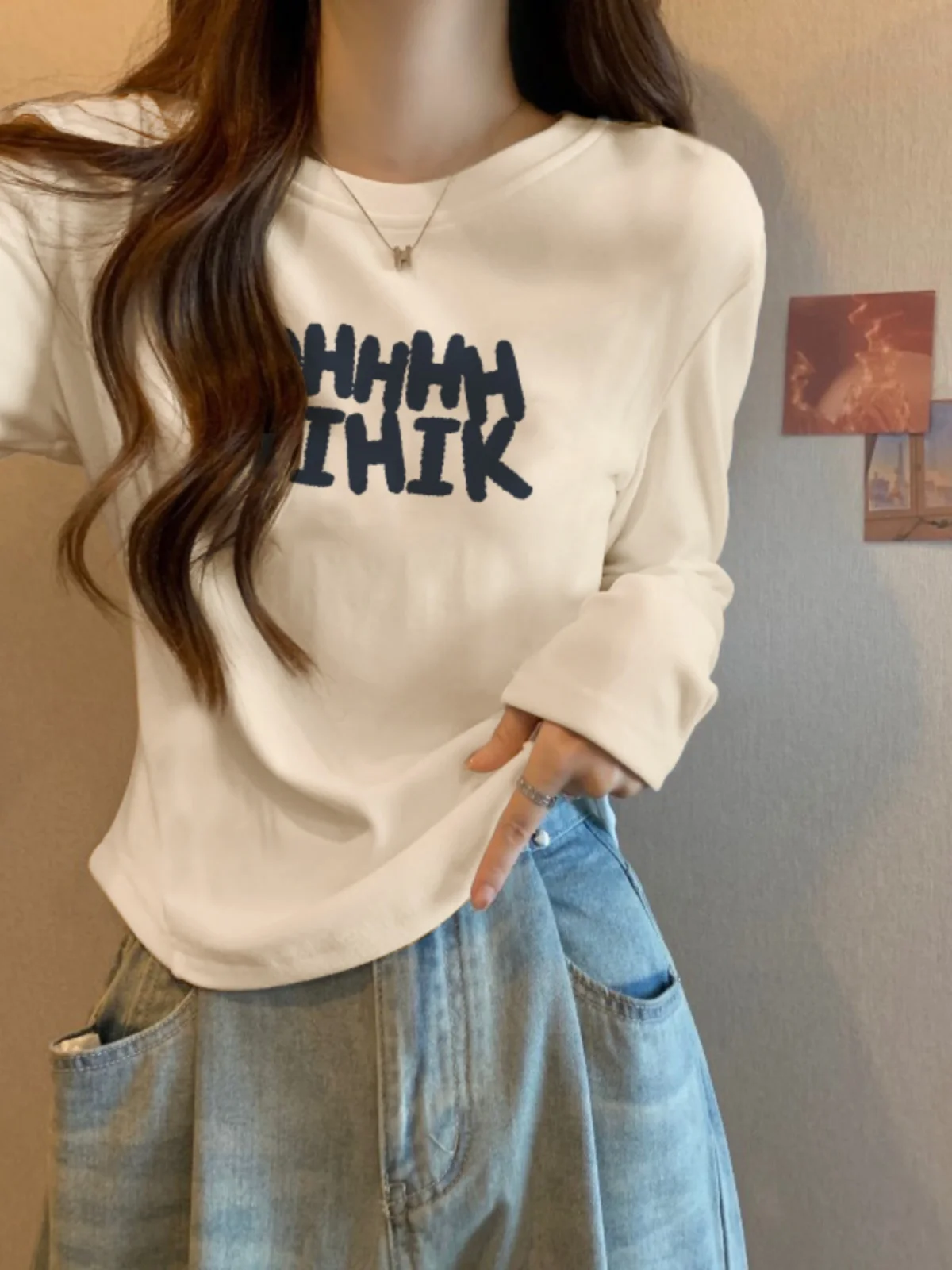 

Cherries Color Camere Women's T-irt Slim Fit Long Sve ort Sle Base Layer Top Casual Print Faion Autumn Wear