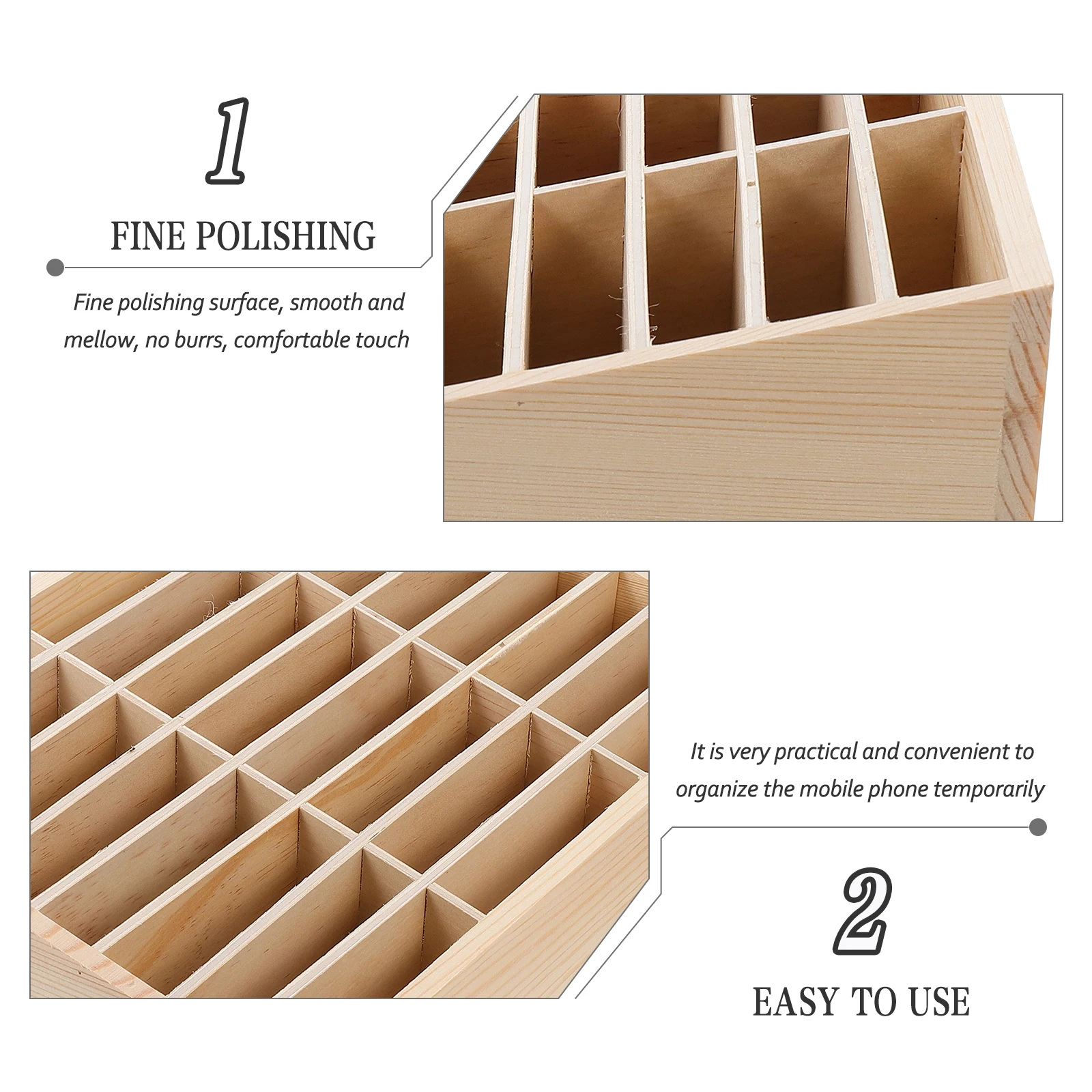 

Cell Phone Storage Box Wooden Organizer Rack Desktop Multi Grid Holder for Phones Repair Shop Mobile Accessories Home Supply