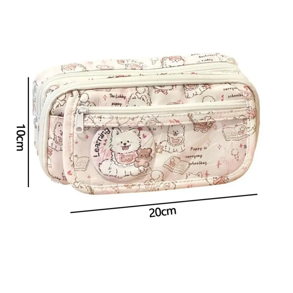 High Quality Cute Puppy Pencil Case Transparent Multifunction Stationery Bag Large Capacity Student Supplies Storage Bag