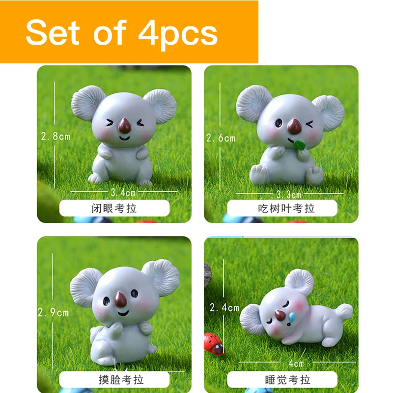 Miniatures Model Koala Ornament DIY Figurines Toys Crafts Simulation Resin Model Mini Landscape Decoration for Home Decor Gifts