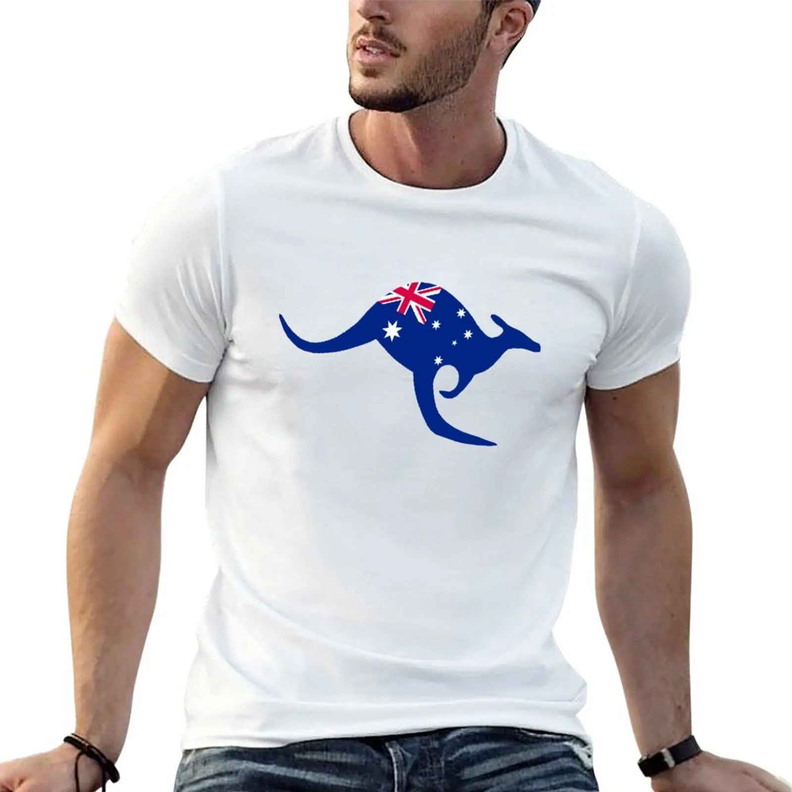 Australian Kangaroo in Aussie Flag T-Shirt plus size tops plus sizes black t shirts for men