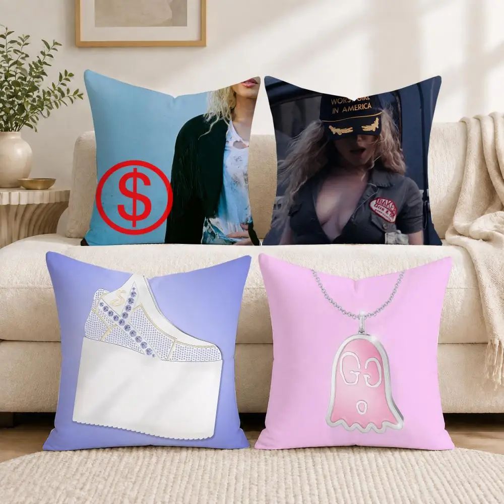 S-Slayyyter American Singer Cushion Cover Soft Short Plush Pillow Cases Hidden Zipper Cutecore Sofa Bedroom Home Decor Gift
