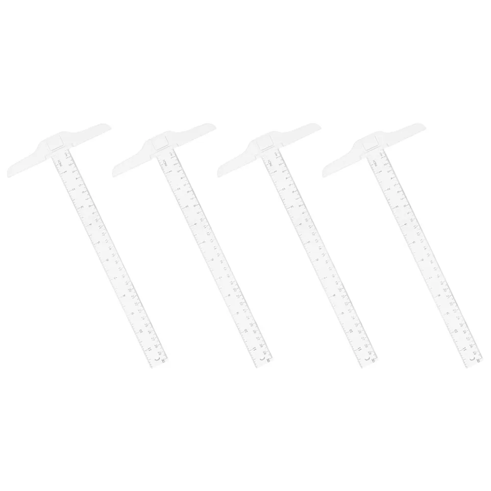 

4 Pcs 12 Inch 30 cm Transparent Ruler Drafting Tool Lightweight Accurate Angle Drawing Woodworking Student Parallel