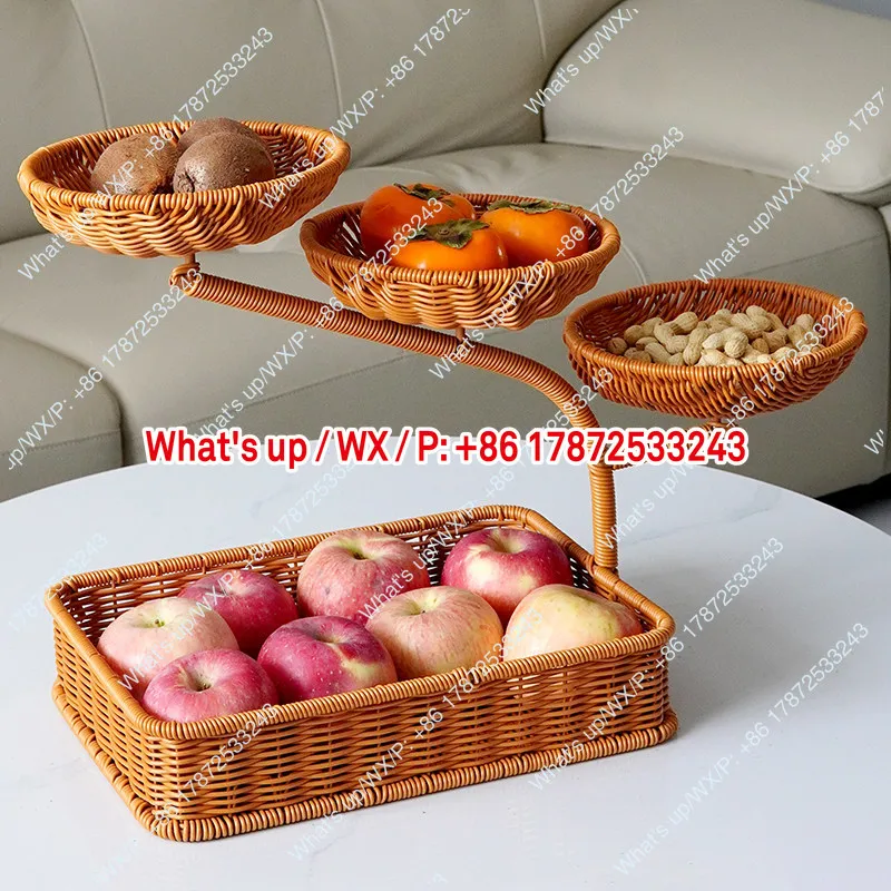 Creative multi-layer fruit basket with fruit rack, Chinese style living room placement, dried fruit tray, afternoon tea tray