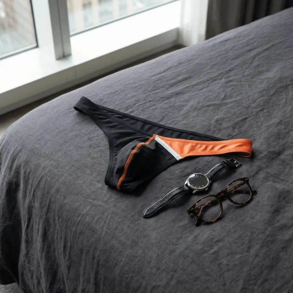 

Fashion Patchwork Men's Triangle Panties Underpants Low Waist T Back Briefs Thin Men's Underwear Summer