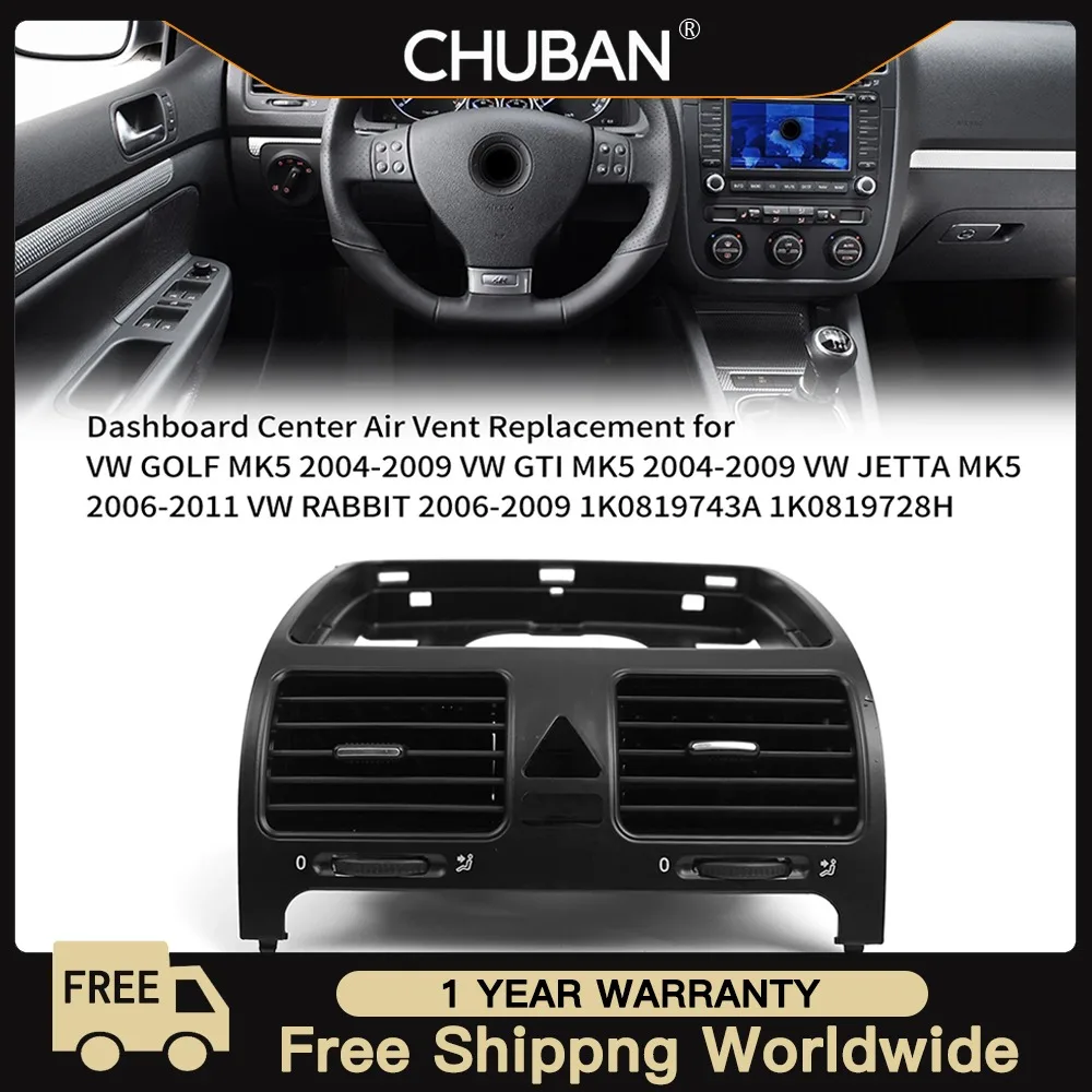 

VW GOLF MK5 GTI JETTA MK5 RABBIT Dashboard Center Air Vent Replacement 2004-2011 - OEM Style Direct Fit HVAC Ventilation Duct