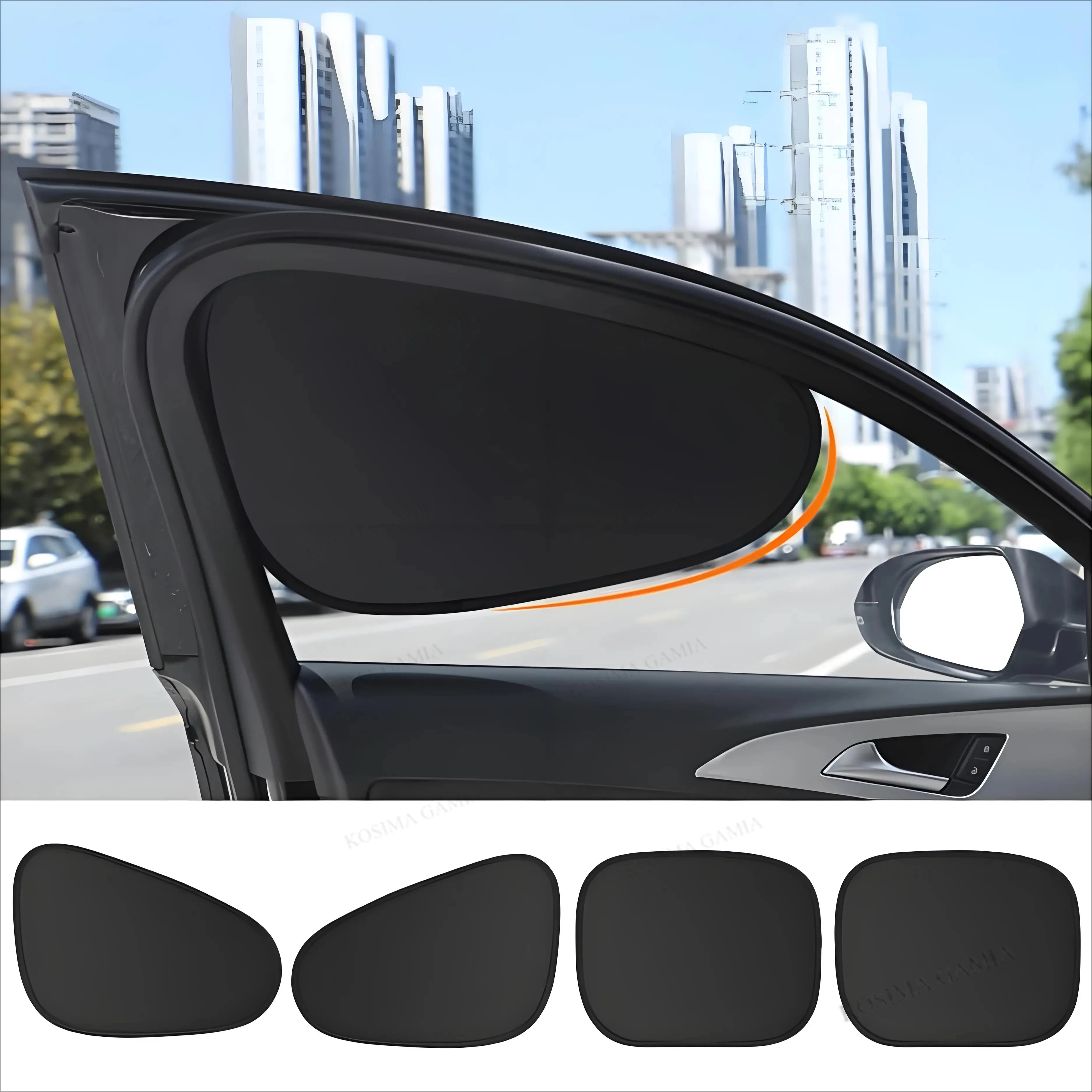 Black Glue Electrostatic Sun Visor for Car Side Window 4-Layer Sun Shade Curtains Anti-Glare UV-Blocker Blocker 99.9% UV
