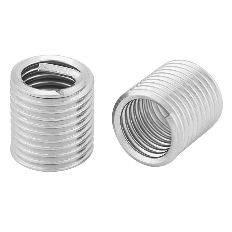 ABRE-100Pcs M8X1.25X2D Stainless Steel Coiled Wire Insert Set Helical Threaded Insert Wire Screw Sleeve Threads Repair Tools