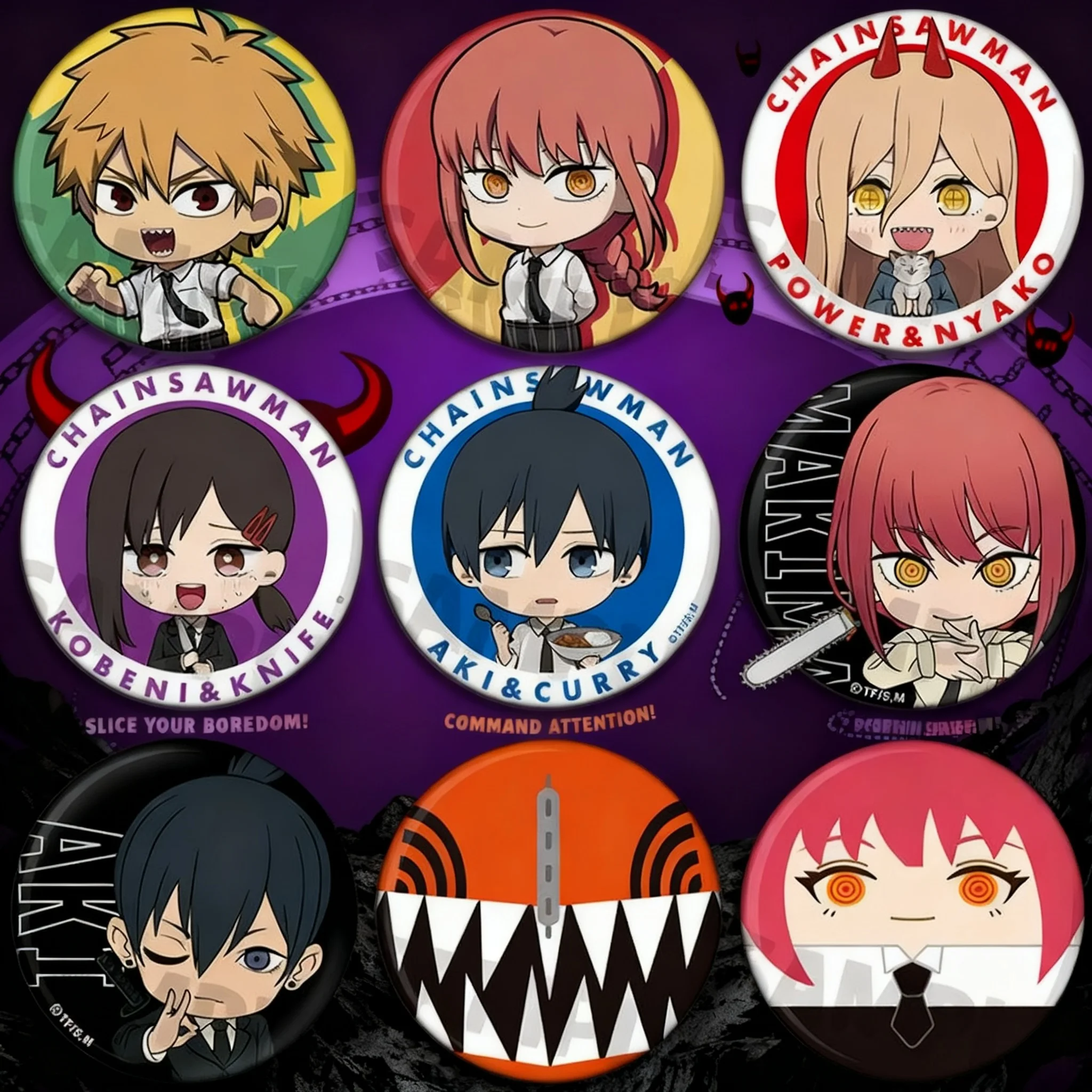 

Chainsaw Man Anime Merchandise Denji Makima Power Aki Hayakawa Badge Pin Collection Otaku Accessories Cosplay Gifts for Fans