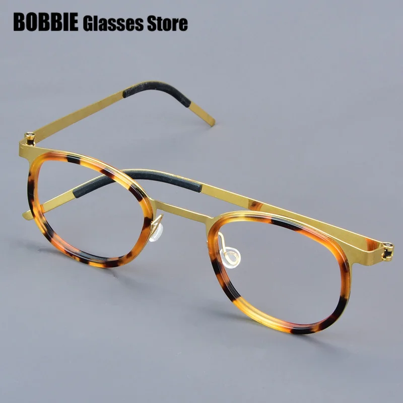 

Glasses Frame Denmark Brand Titanium Acetate Men Ultralight Eyeglasses Spectacles Prescription Eyewear Oval Round Screwless 2025