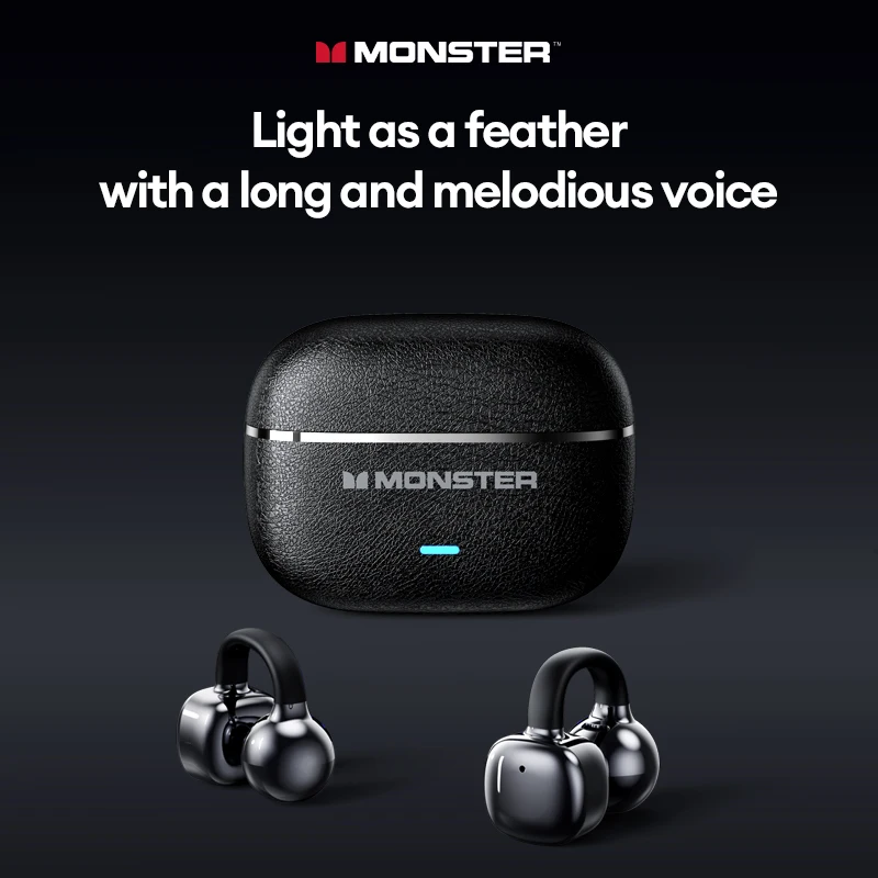 Monster MQT65 OWS Bluetooth 6.0 Earphones HiFi Sound Quality HD Call Wireless Headphones Ear Clip Noise Canceling Sports Earbuds