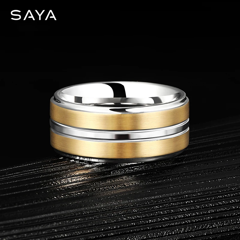 Rings For Men 8mm Silvery Fashion Golden Male Jewelry,Engraving