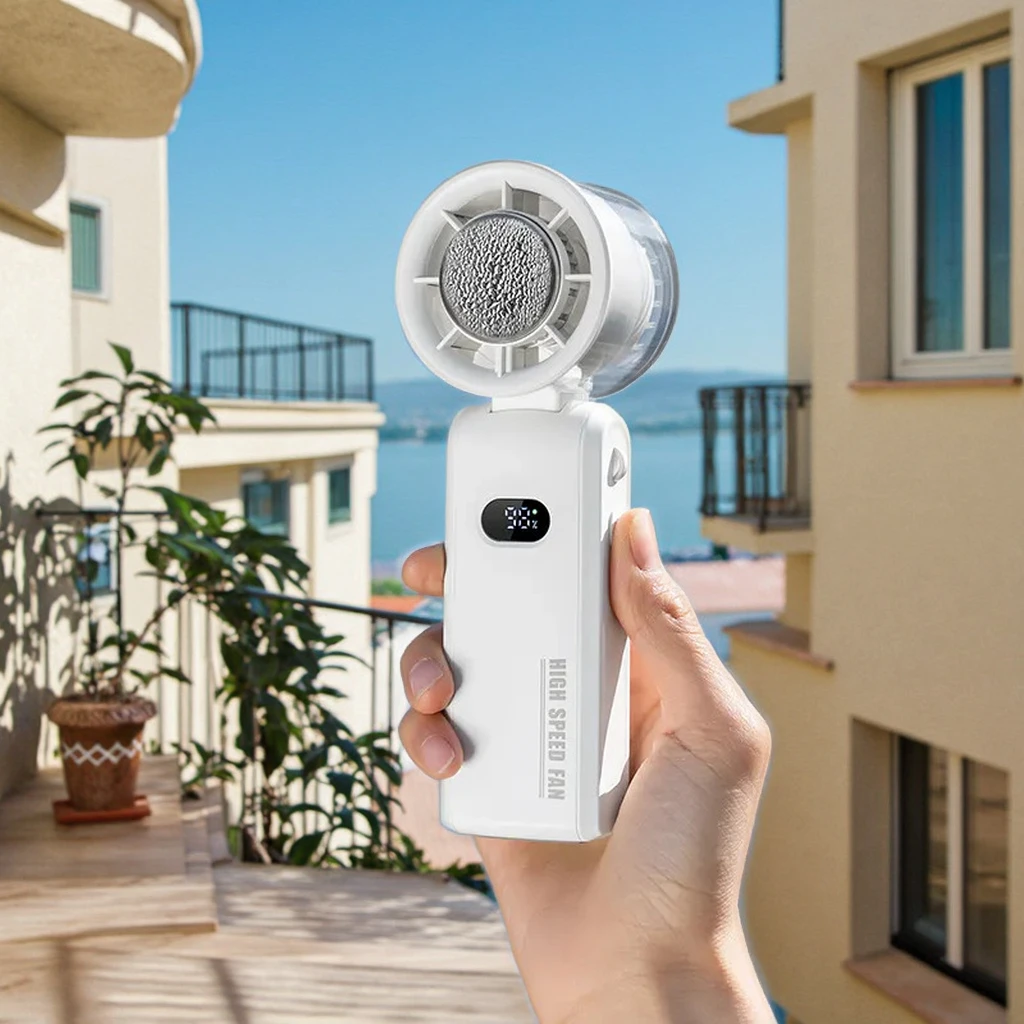 مروحة تبريد هواء كهربائية صغيرة محمولة قابلة لإعادة الشحن، سهلة الاستخدام، قوية، ستبليس، بطارية USB، مراوح محمولة باليد، ضغط بارد