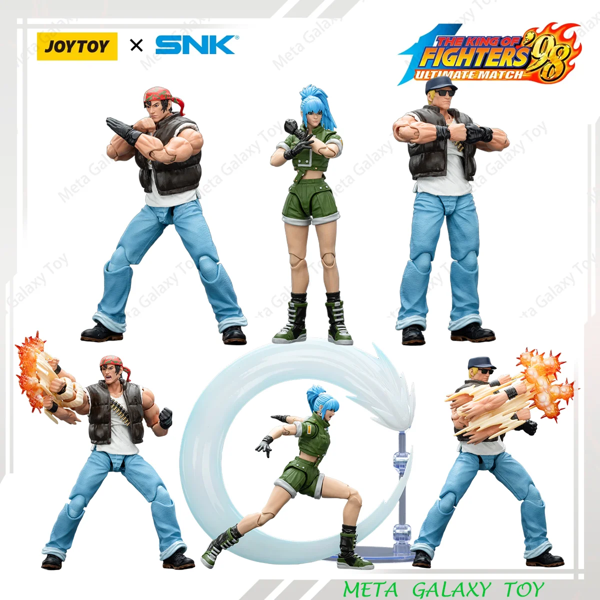 

Original JOYTOY King of Fighters 98UM Action Figure KOF 98UM Ikari Warriors Team Leona Heidern Ralf Jones Clark Still 1/18 Model