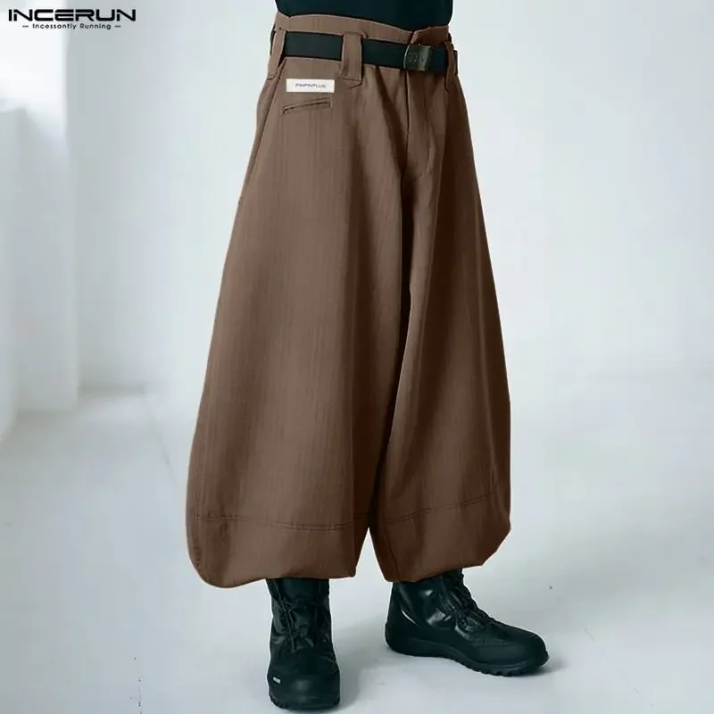 

INCERUN Men's Pants Solid Button Joggers Loose Casual Irregular Trousers Men Streetwear 2026 Fashion Pants For Man Pantalones