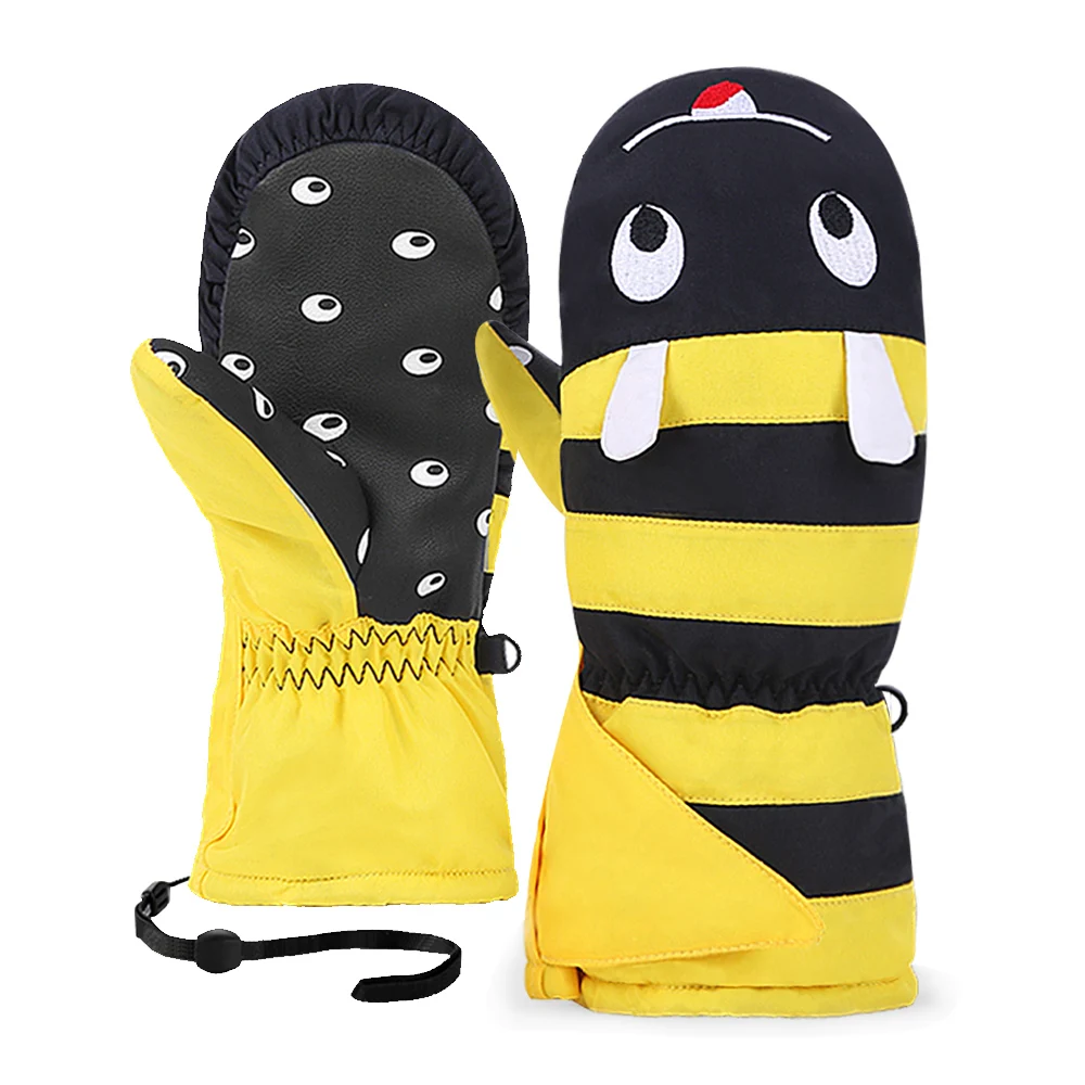 LUCKYBOO L1 Guantes de esquí para niños Manoplas 10K revestimiento impermeable tela de doble capa resistente al desgaste palma material PU