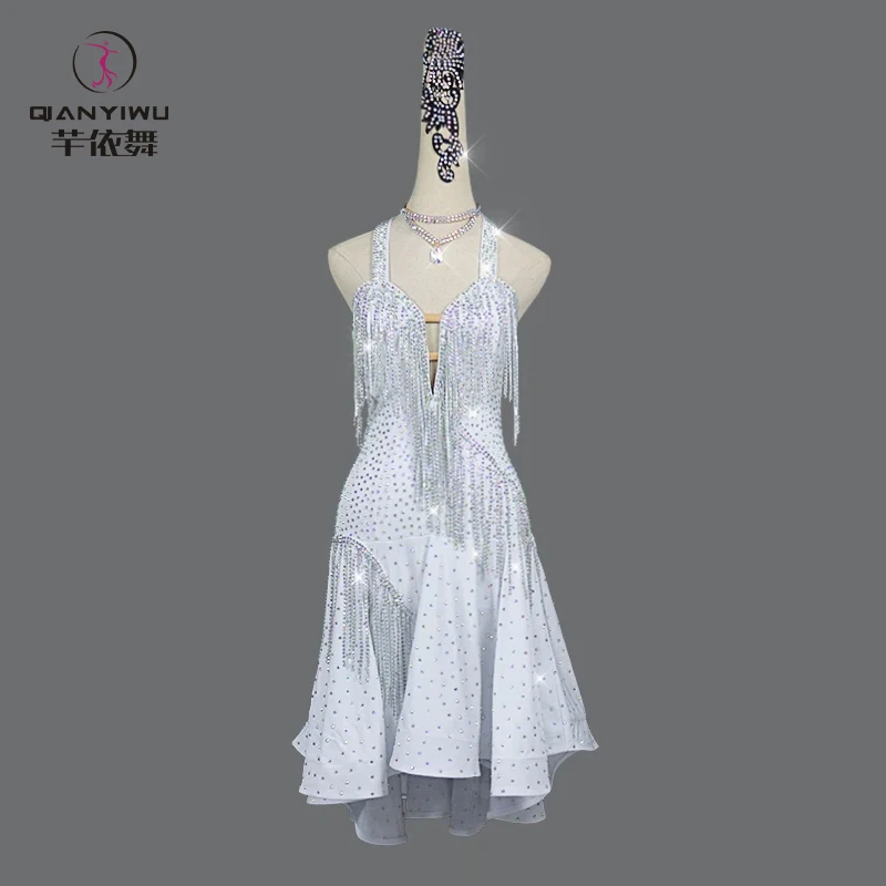 

Latin Dance Dress Ballroom Clothes Womens Short Suit Midi Costume Sexy Party American Skirt 2026 Stage Outfit Evening Sport Prom