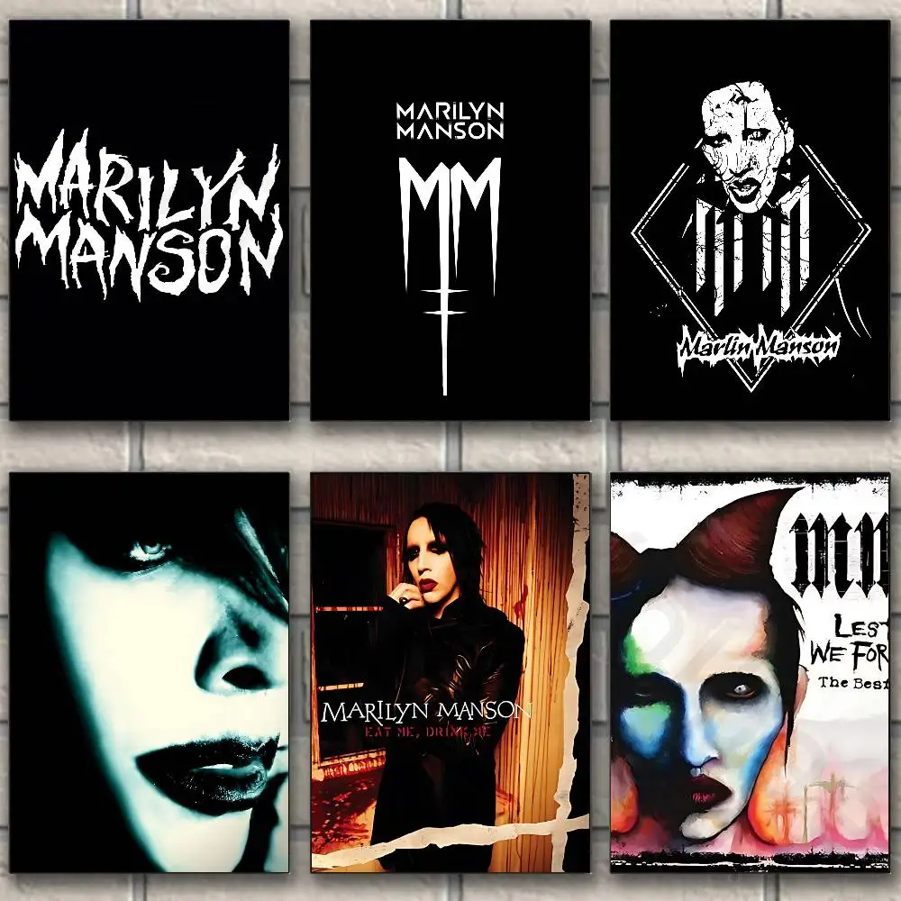 M-Marilyn Singer Manson Classic Wall Art, Canvas Print Poster, Suitable for Home, Living Room, Room Decoration Painting