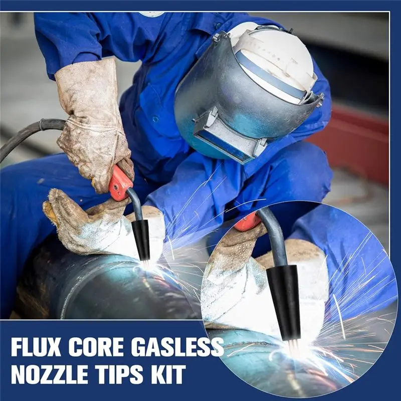 HRBAJ-24 Pcs Flux Core Gasless Nozzle Tips Kit KP1939-1 Flux Core Welder Flux Welder Contact Tips Gasless Nozzle Gas Diffusers