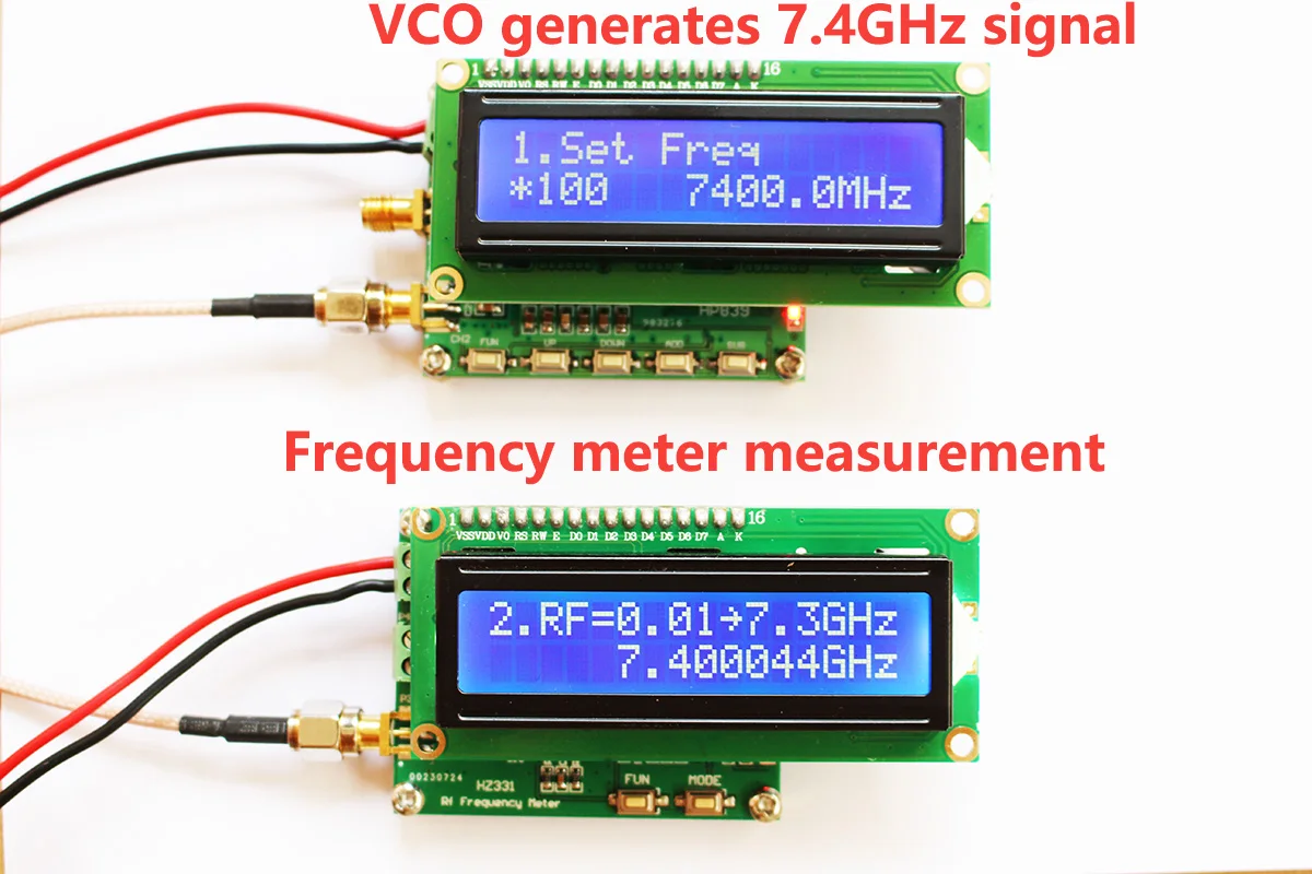 HZ331 HF RF frequency meter counter 2.4G 3G 5.8G 6G 7G 1Hz~7.3GHz low /high frequency signal  500 kHz pulse accumulator