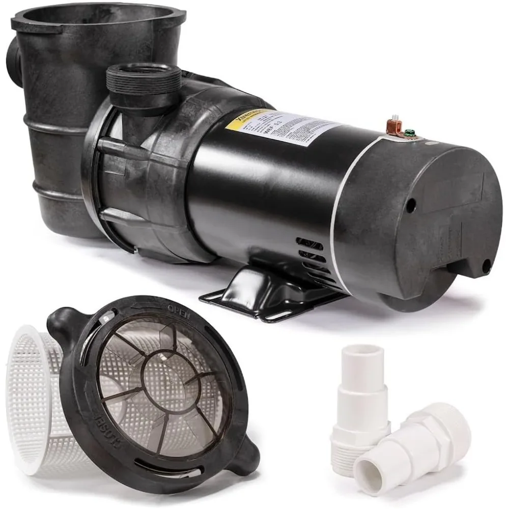 

1.5HP Above Ground Swimming Pool Pump 2-Speed Pump Spa 1.5" High Flow Dual Speed Self Filter Basket Pool Hose Adapter