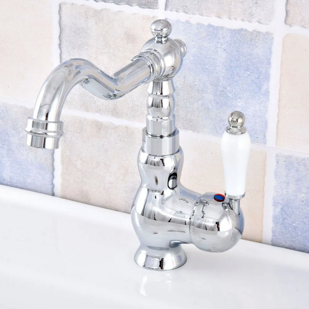 

Polished Chrome Brass Kitchen Bathroom Sink Swivel Spout Faucet Hot Cold Mixer Tap asf650