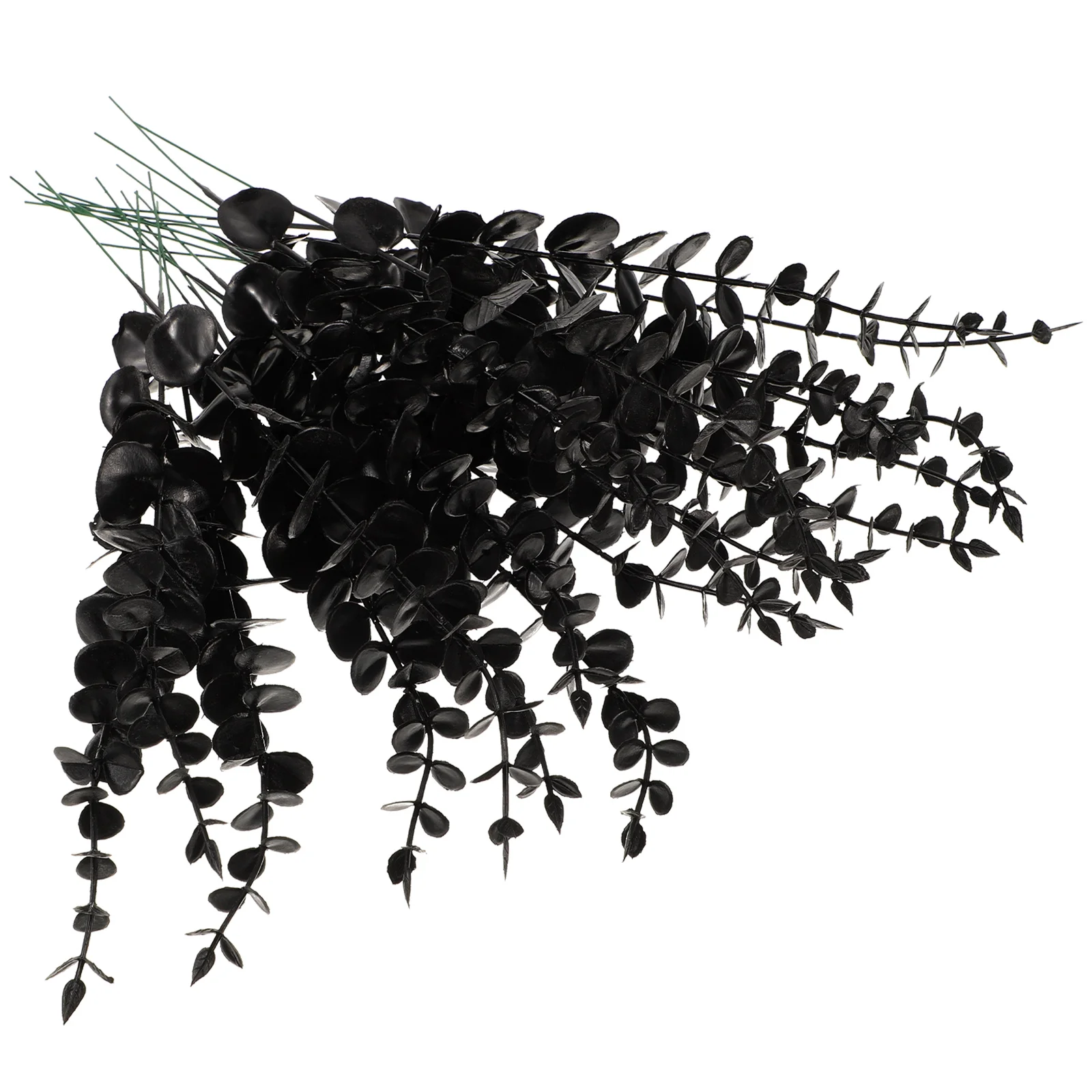 

20pcs Artificial Eucalyptus Leaves Faux Greenery Branches Wedding Centerpiece Home Decor Fall Farmhouse Black Stems