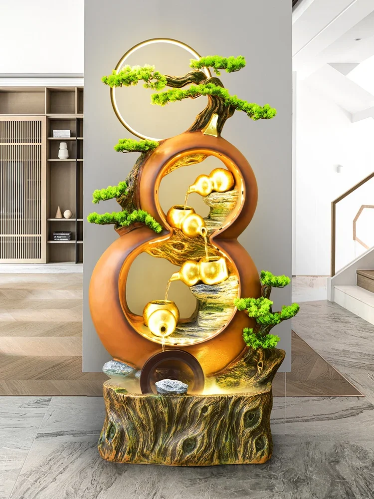Water Living Room Gourd Fortune Fountain Landscape Decorations Office Fengshui Wheel Floor Ornaments