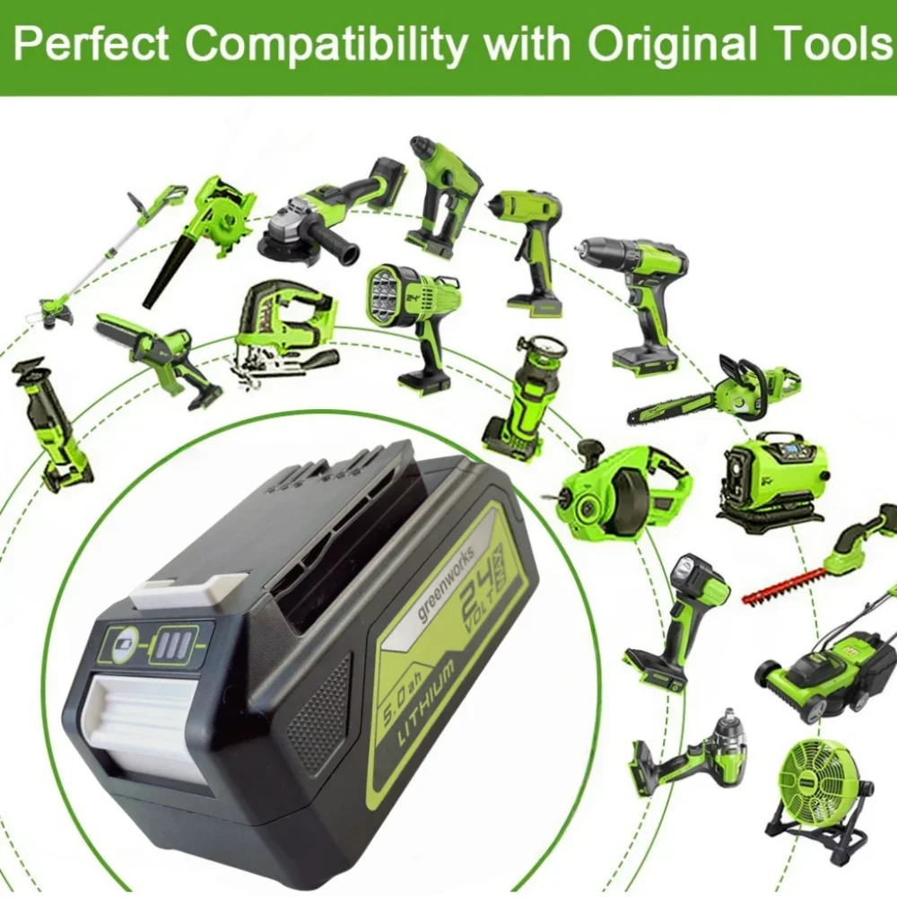 بطارية Greenworks الجديدة 24 فولت 8.0 أمبير في الساعة Greenworks مناسبة لأدوات Greenworks 24 فولت 48 فولت MO24B410 MO48L4211 HT24B210 21342