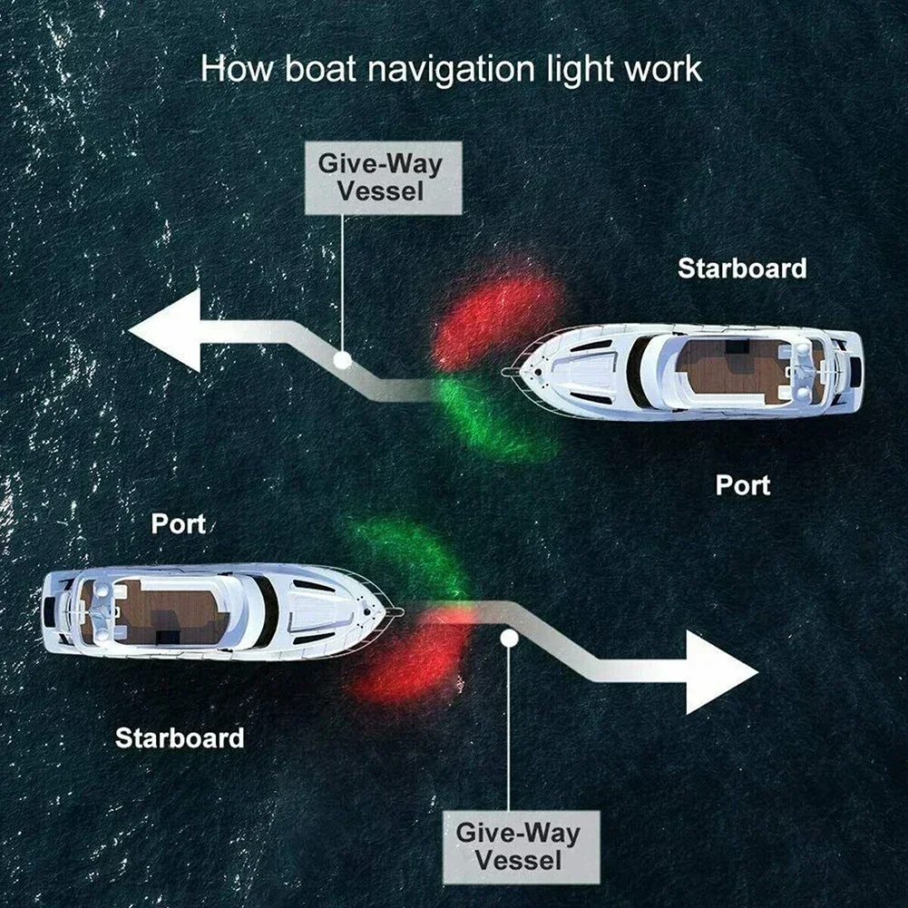 Marine LED Transom Mount Stern Anchor Navigation Light Waterproof Boat Marine Lights 12V Red&Green LED Integrated Ship Side Lamp