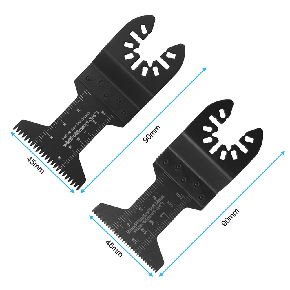 2pcs Multifunctional Straight Saw Blades HCS 45mm Fine Coarse Tooth Woodworking Oscillating Multitool Renovator Power Cutting