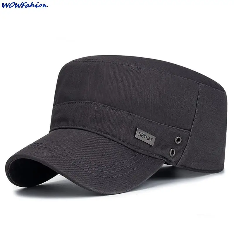 Military Cap For Men Women Classic Cotton Flat Caps Outdoor Sun Protection Casual Hat Retro Army Cadet Style Hat