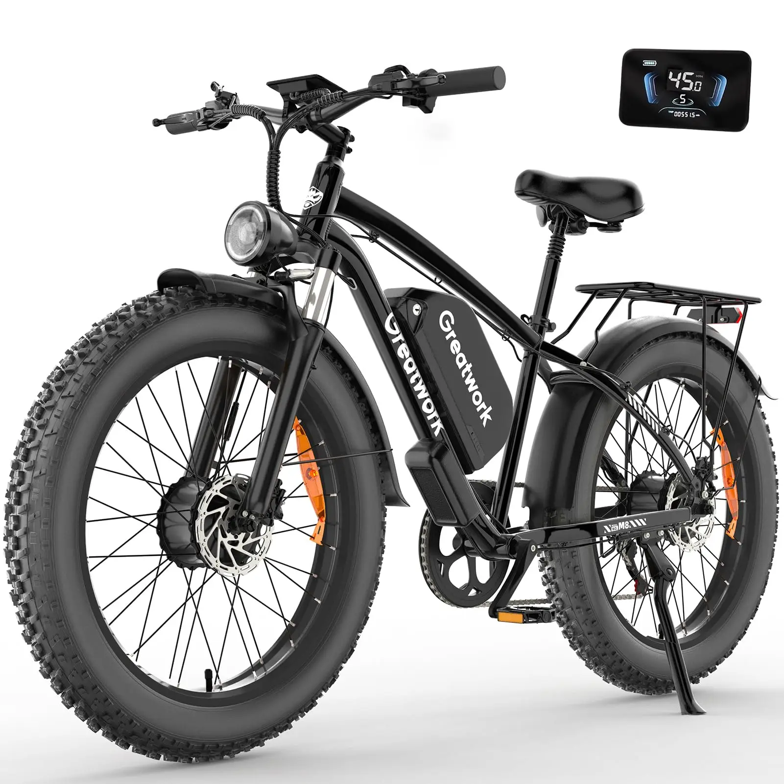 52V 5000W Peak Dual Motor Electric Bike for Adults, 1300Wh Battery, Up to 45MPH  100 Miles Range, 26" x 4.0 Fat Tire Electric image 1