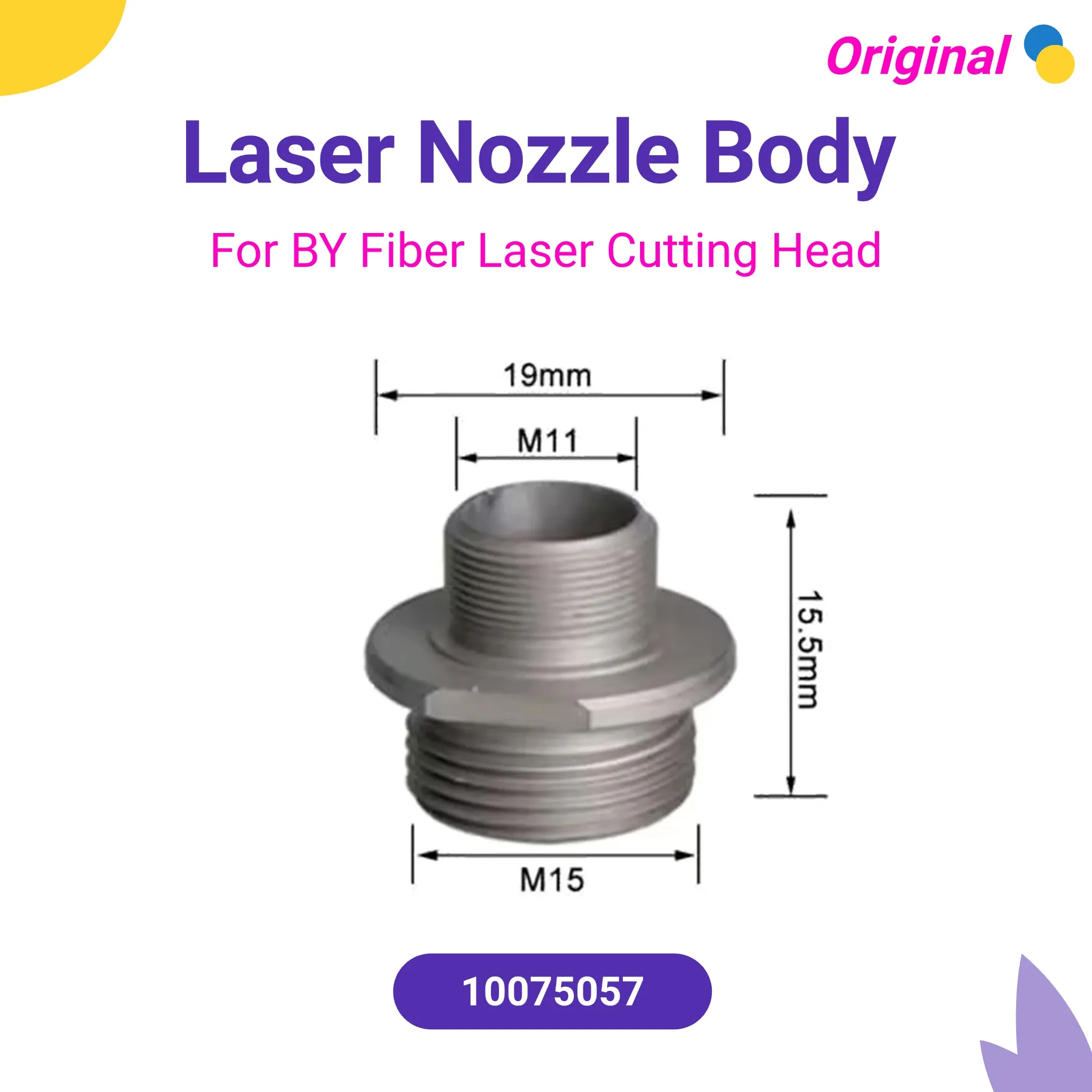 10Pcs/Lot BY Laser Nozzle Body Inner Reference PN 10075057 For BY Fiber Laser Cutting Head Adapter Connector Parts