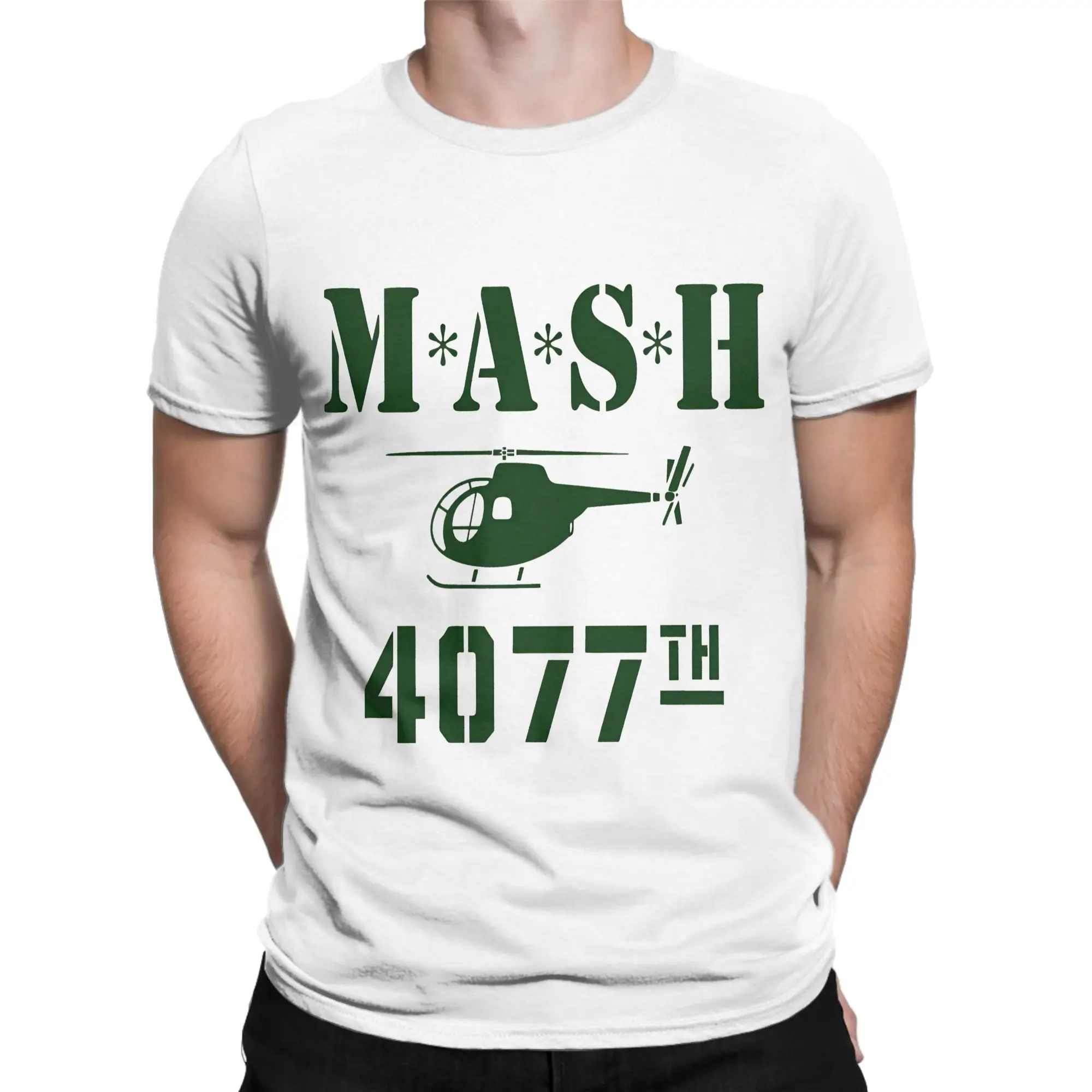 MASH 4077  Cotton T Shirt For Adult Summer  Vintage T Shirts Comfortable Hipster Tees Oversize Hot Sale Tops