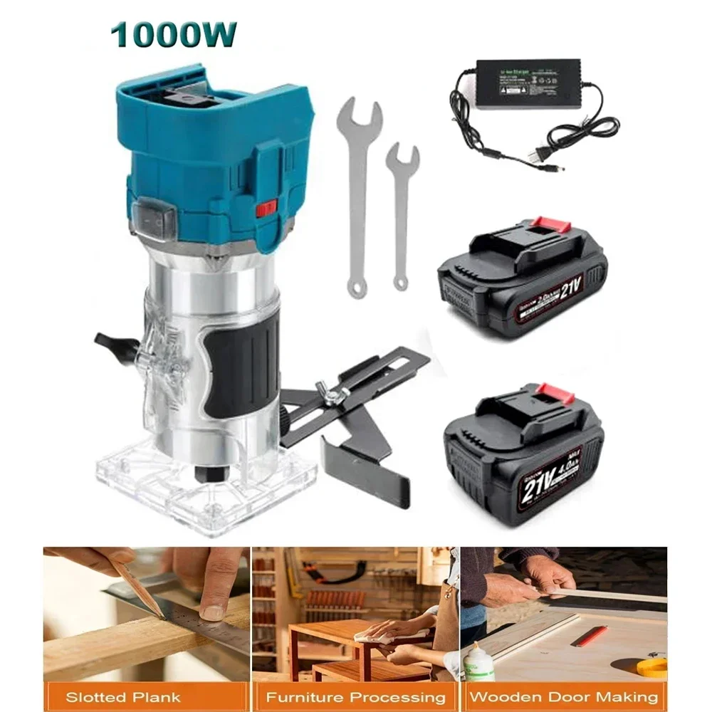 Electric Trimmer 21V Cordless Wood hand trimmer Engraving Slotting Trimming Carving Machine Router Wood for Makita 18V battery