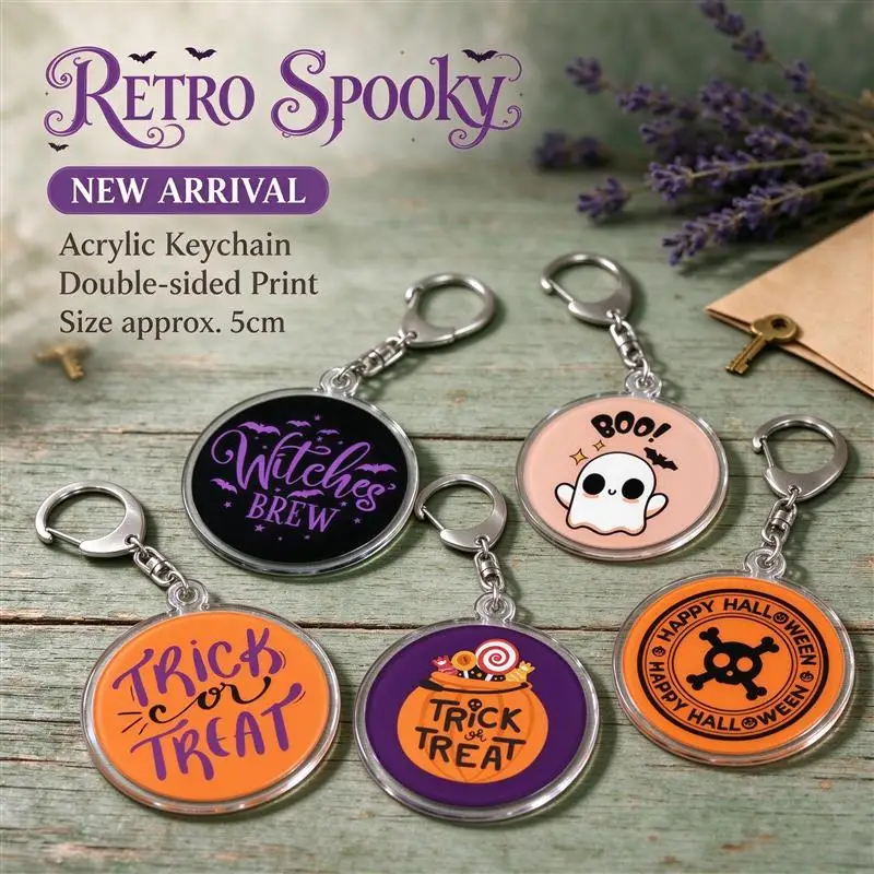 Compact Portable Lightweight Wear Resistant Exquisite Dark Cute Gothic Sweet Cool Halloween Themed  Acrylic Keychain 5cm