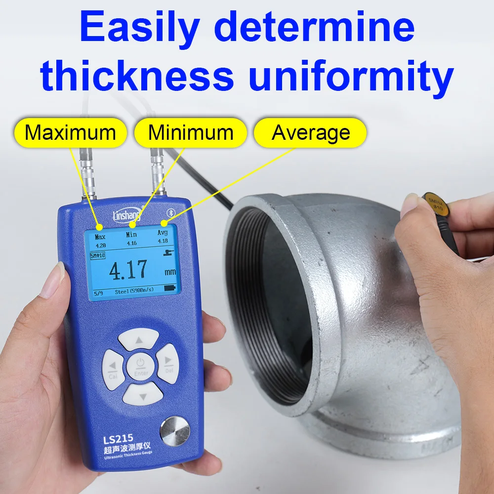 LS215 Ultrasonic Thickness Gauge, 320mm Measuring Range, 0.01mm Resolution, for Steel & Metal Thickness Measurement