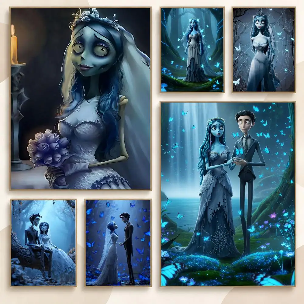 Corpse Bride Gothic Fantasy Movie Stop Motion Romance Poster Contemporary Wall Art Print for Bedroom & Living Room, Unframed